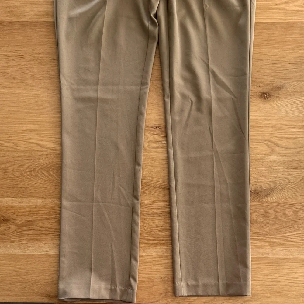 Izod Men's Khaki Flat-Front Chinos in Taupe - Picture 2 of 7
